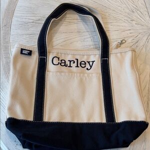 Medium Lands' End Personalized Canvas Tote with Navy Accents New- never used.